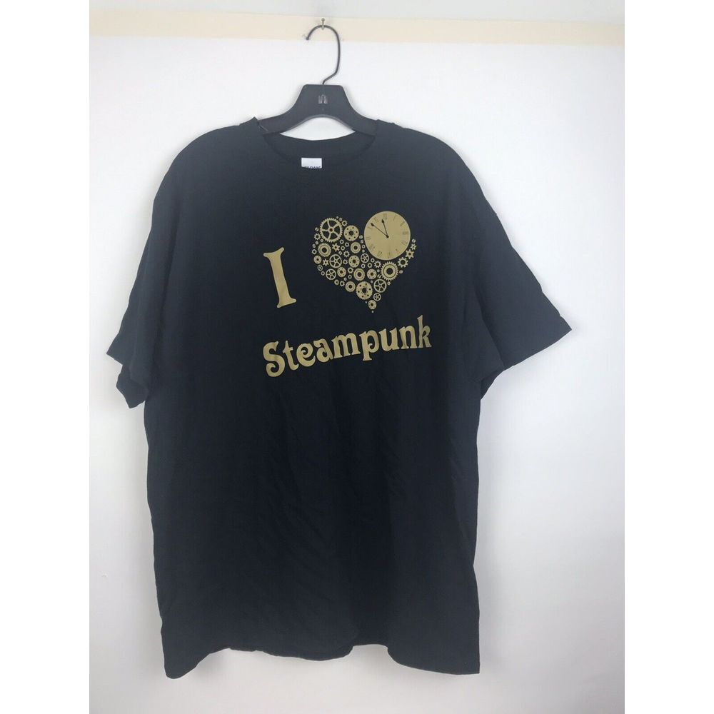I Heart Steampunk Cosplay Sci-Fi Gears Unisex T-Shirt XL Black